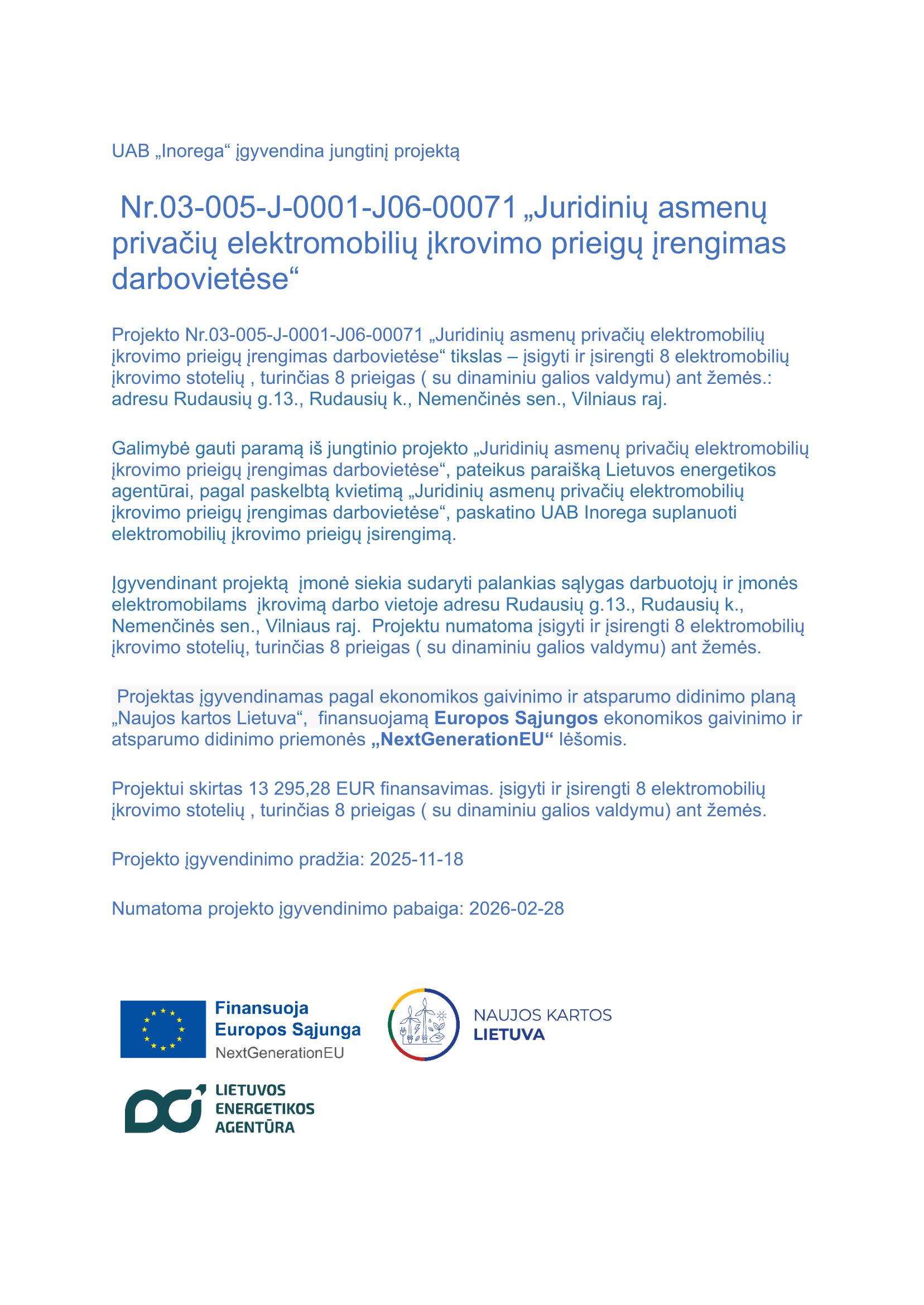 Inorega projekto puslapis – Saulės elektrinės